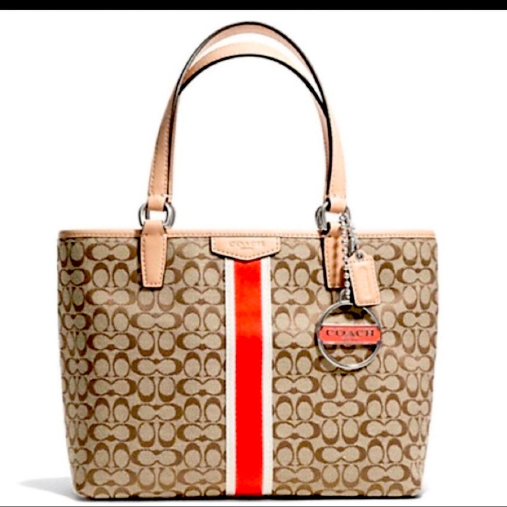 Authentic Coach signature stripe carryall tote
